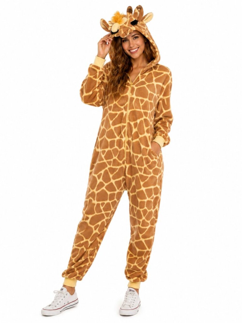 Xhilaration Giraffe Onesie Costume Hooded Kigurumi Pajamas Halloween Sz S